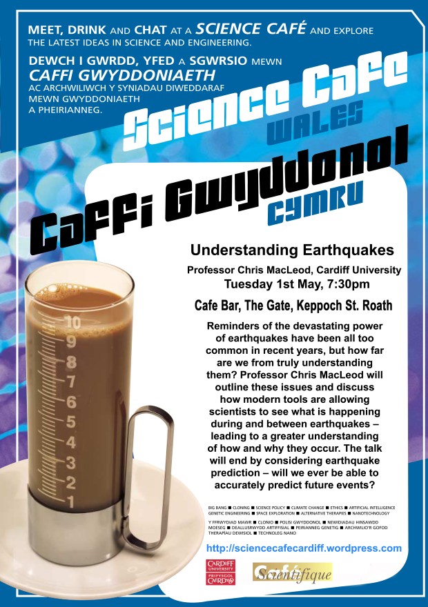 May Science Cafe flyer - Understanding Earthquakes